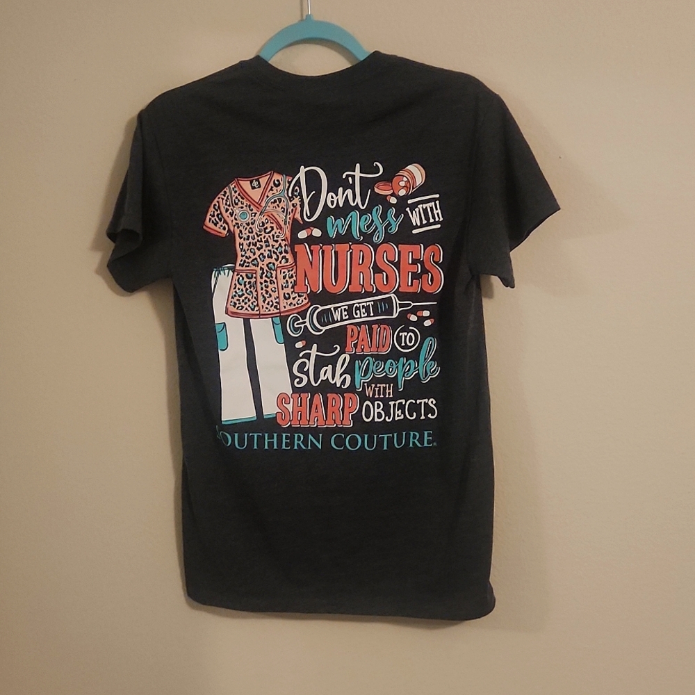 Southern Couture Gray Nurse Tee Size S